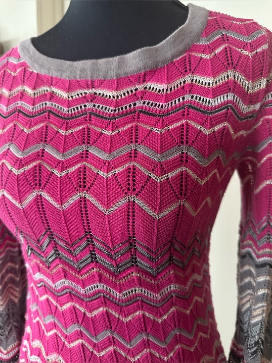 M by Missoni Dresses & Skirts - M Missoni Chevron Knit Long-Sleeve Dress in Pink. Size Italian 38